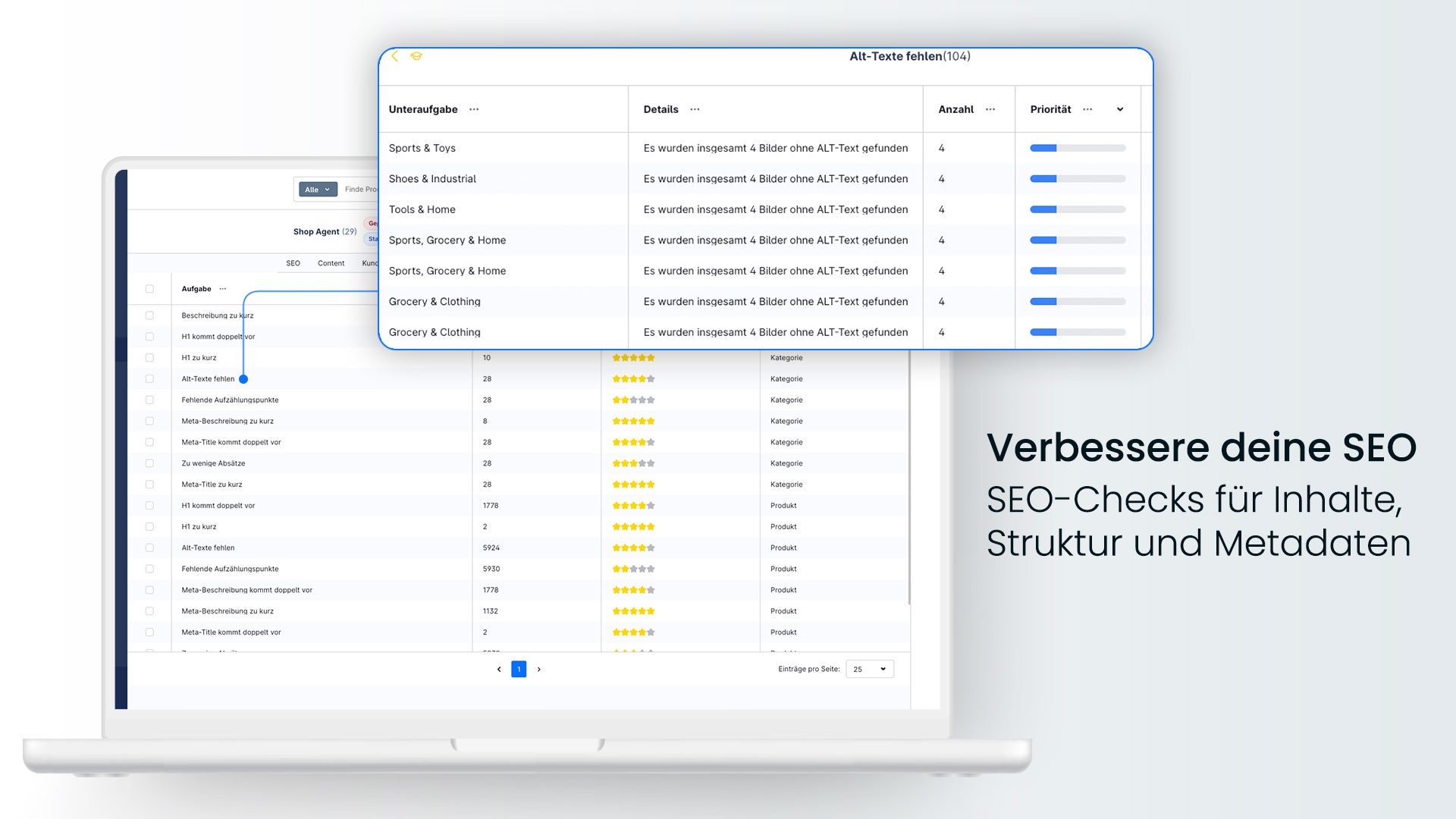 ShopAgent SEO-Analyse mit fehlenden Alt-Texten